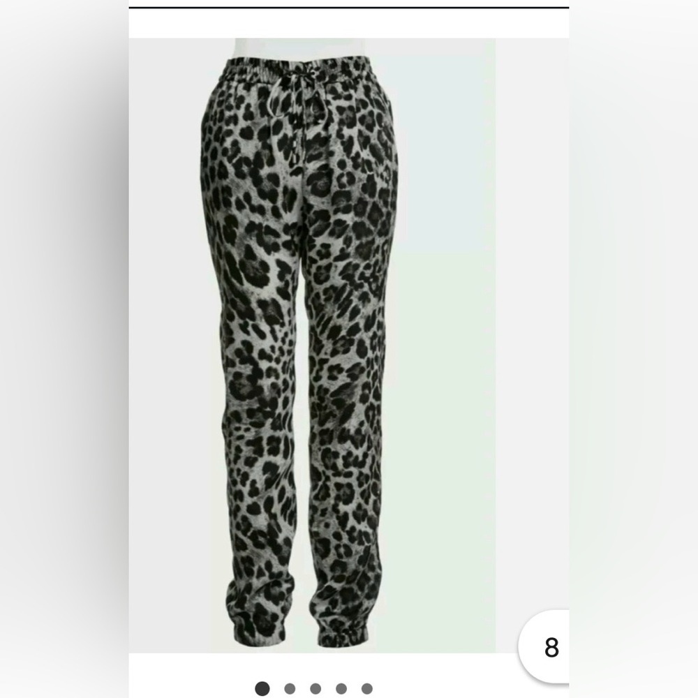 Michael Kors Black and Gray Leopard-Print Pants size 6